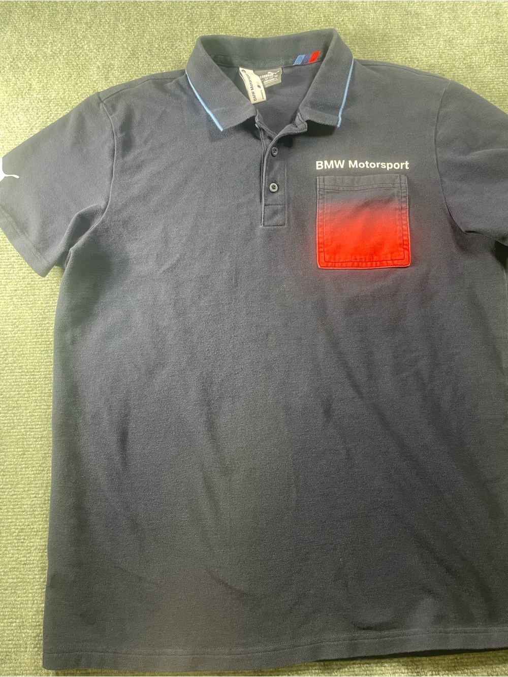 Puma‎ Navy Polo with Red Ombre Chest Pocket BMW Motorsport